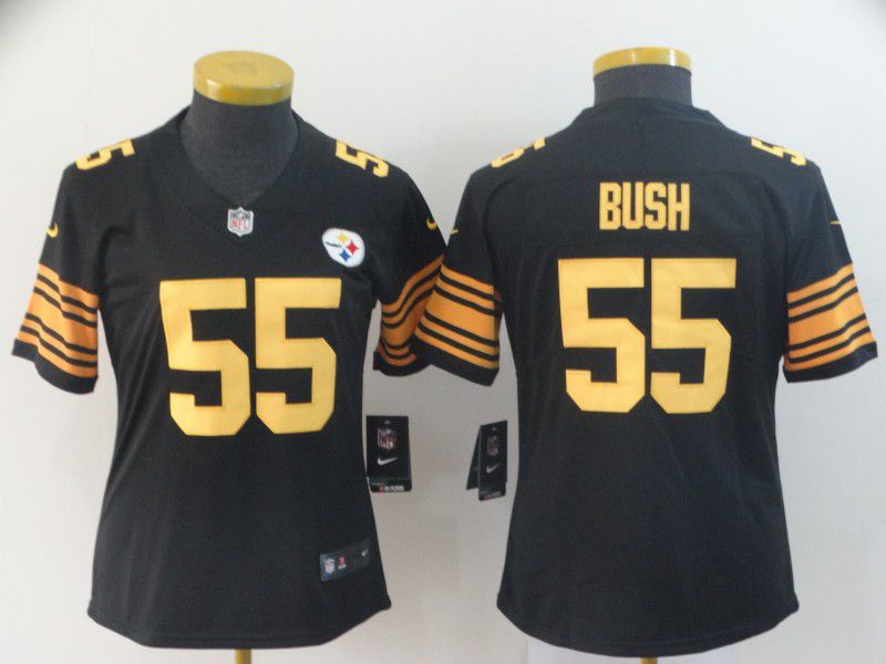 Women Pittsburgh Steelers #55 Bush Black Nike Vapor Untouchable Limited Playey NFL Jerseys